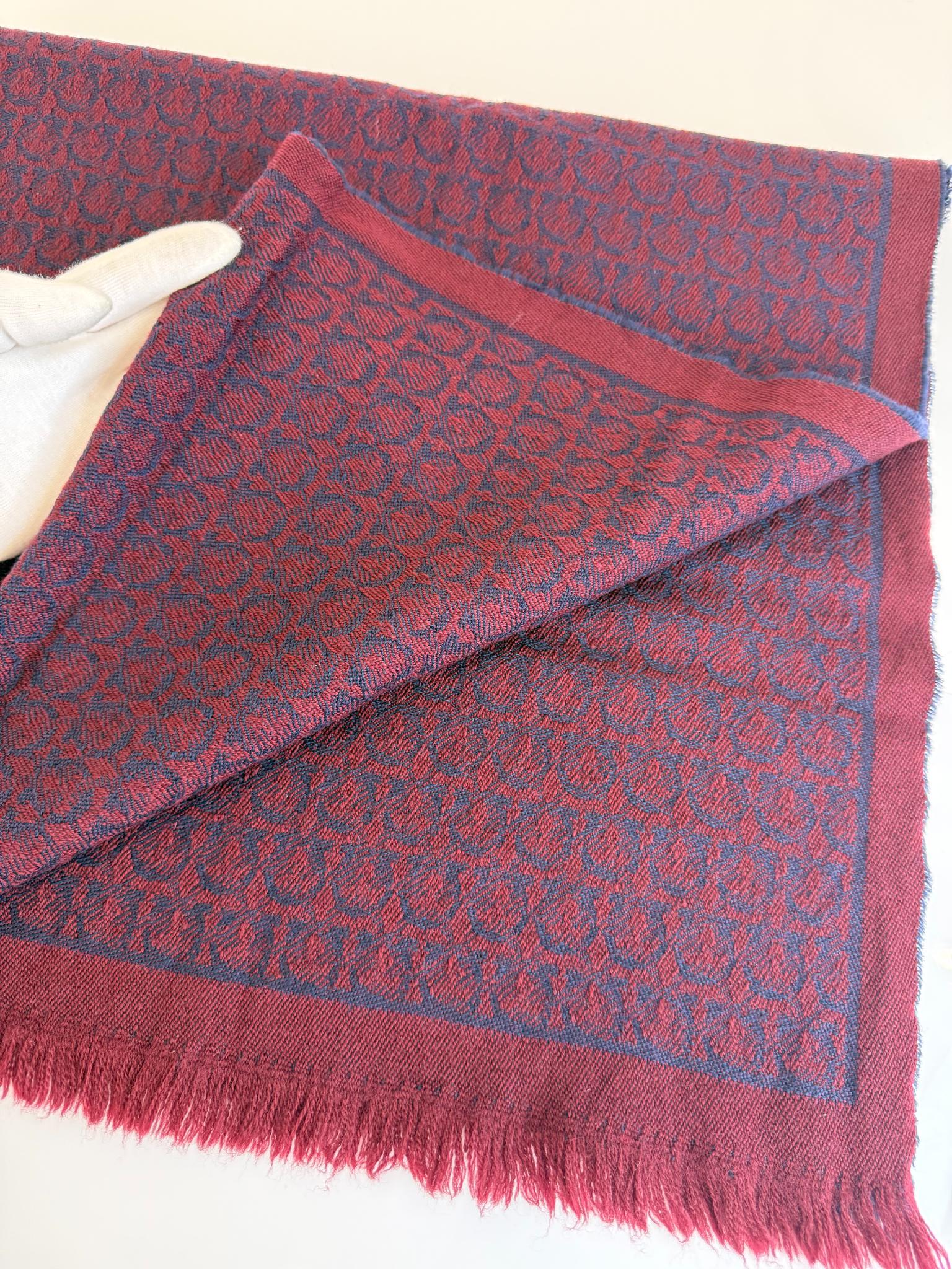 Salvatore Ferragamo Gancini Patterned Wool Scarf