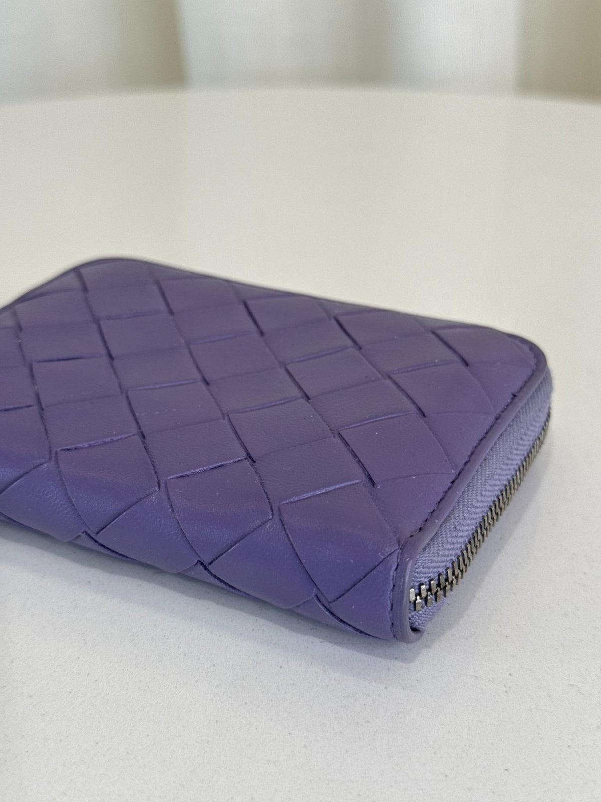 Bottega Veneta Intrecciato Zip-Around Coin Purse Lavender
