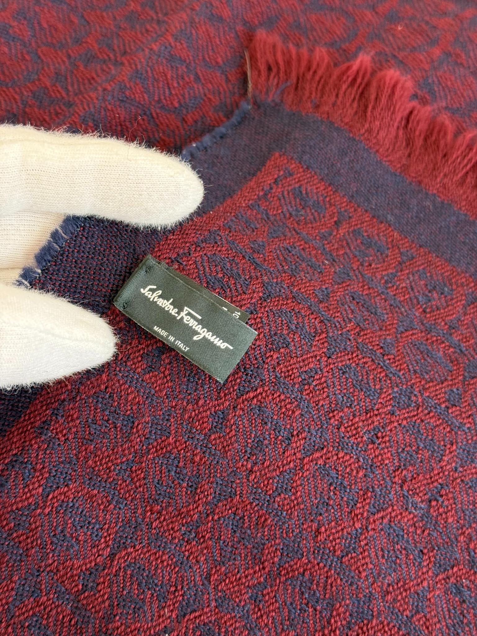 Salvatore Ferragamo Gancini Patterned Wool Scarf