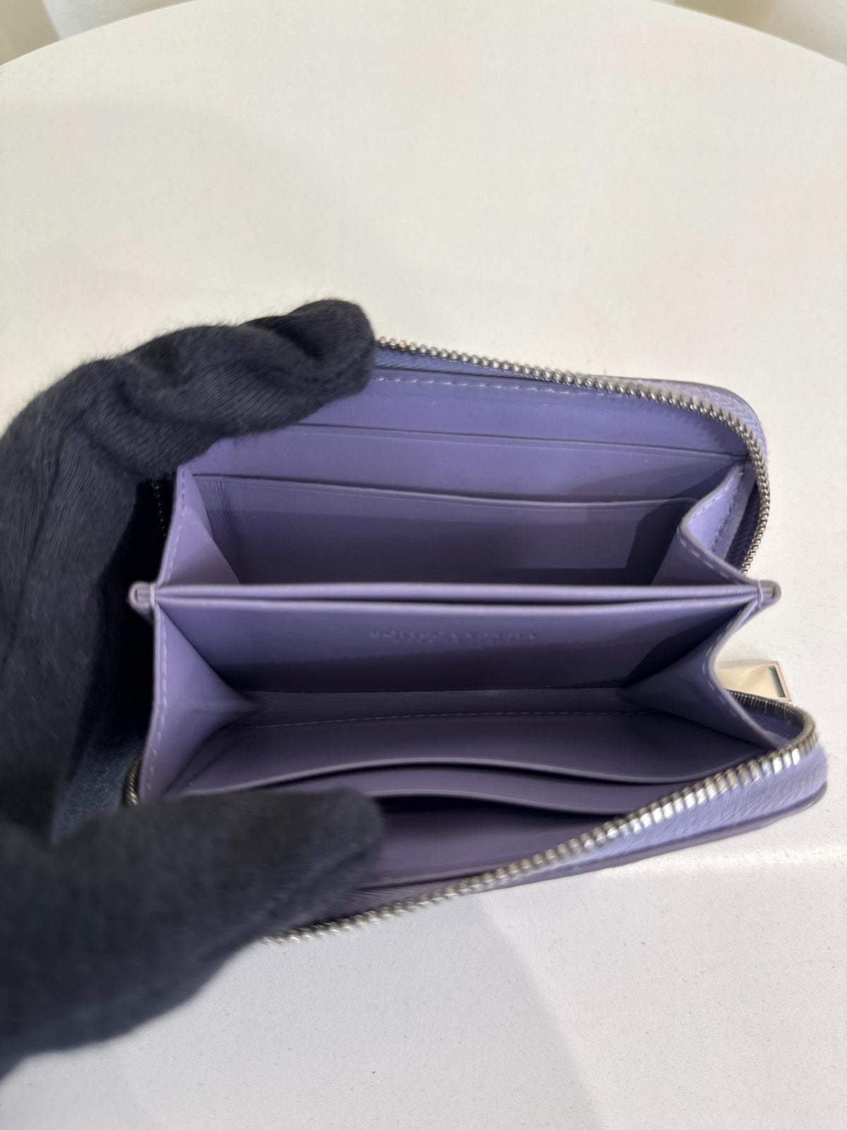 Bottega Veneta Intrecciato Zip-Around Coin Purse Lavender