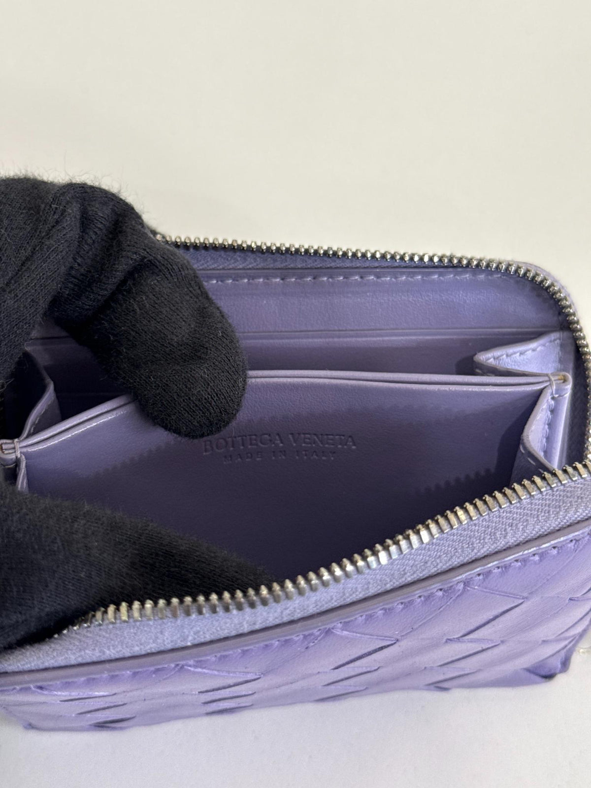 Bottega Veneta Intrecciato Zip-Around Coin Purse Lavender