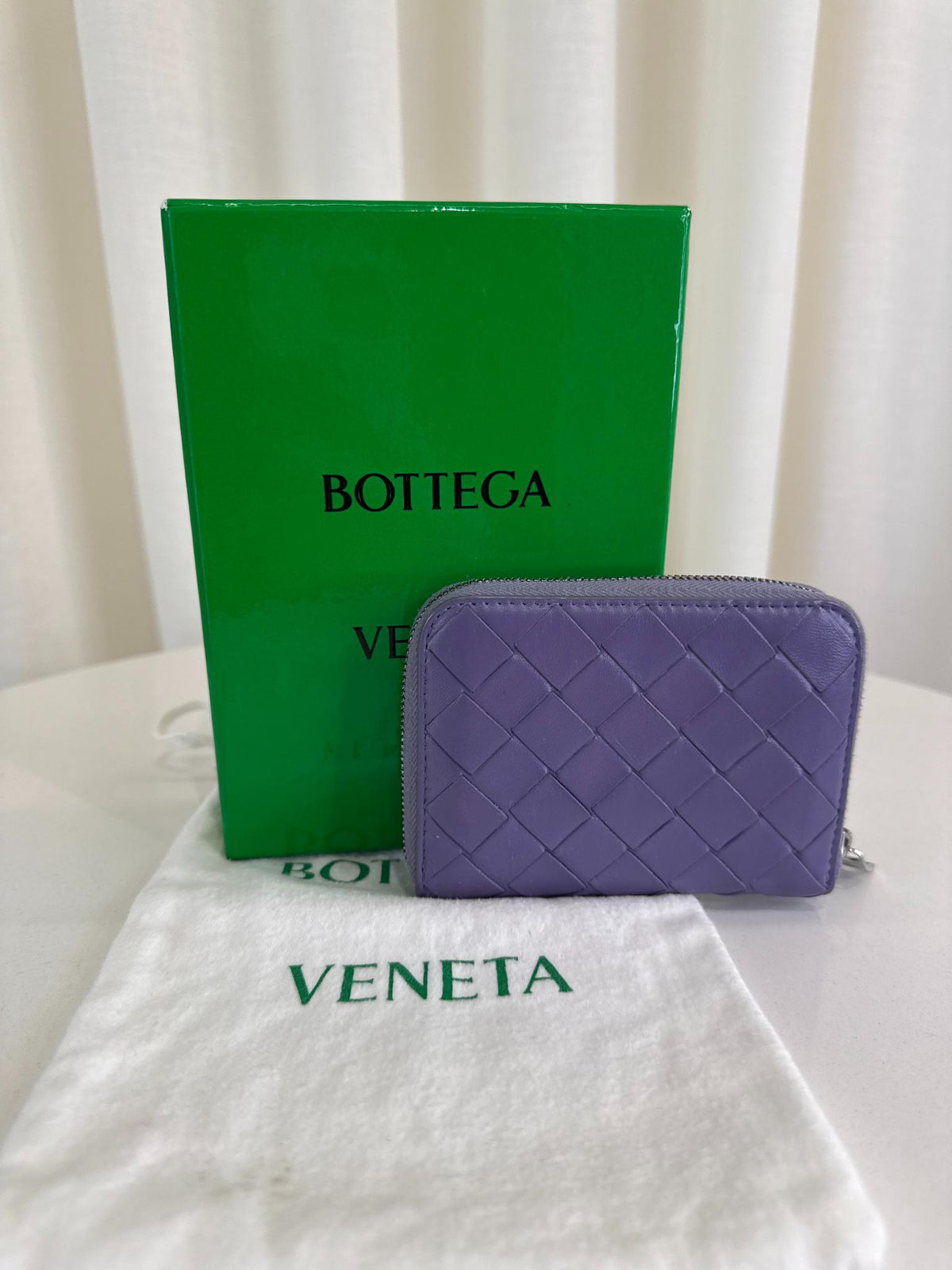 Bottega Veneta Intrecciato Zip-Around Coin Purse Lavender