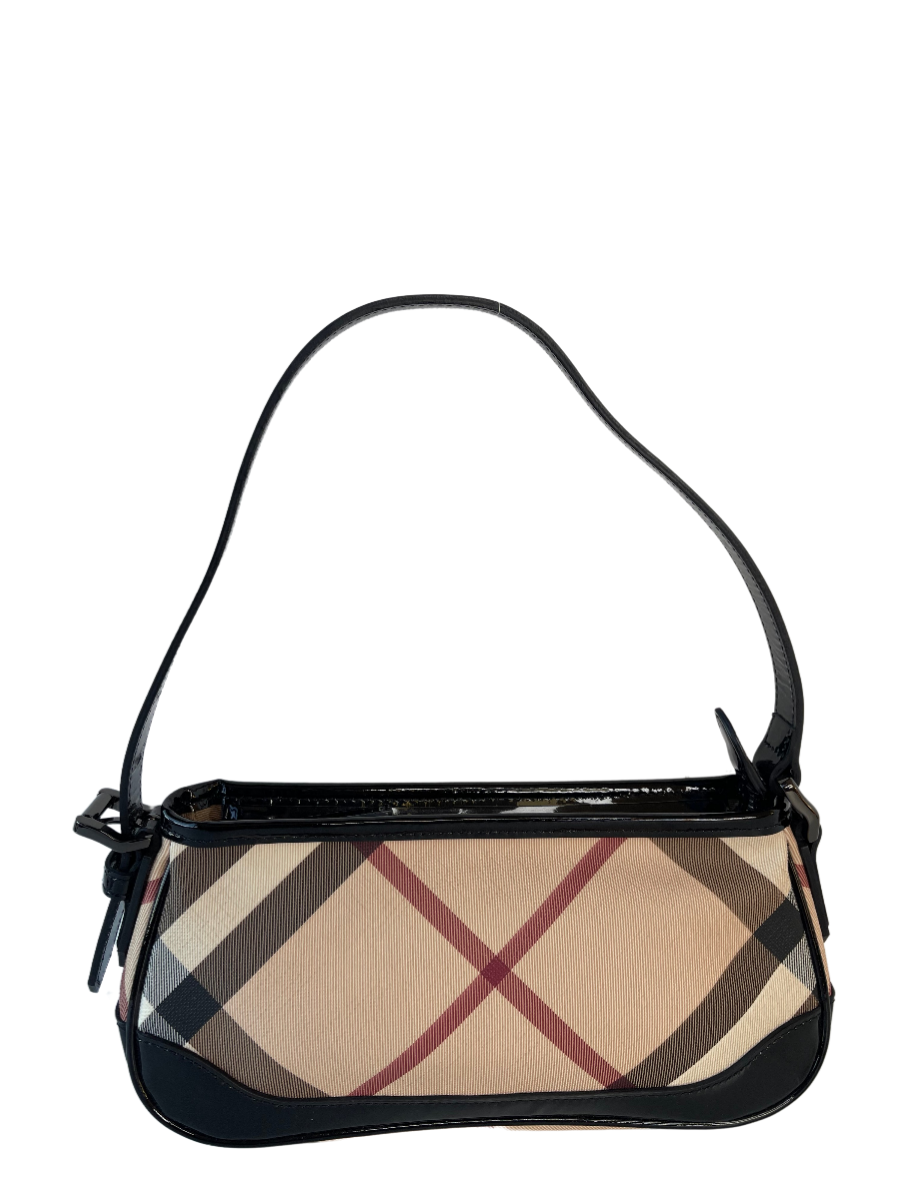 Burberry Nova Check Black Patent Leather Pochette
