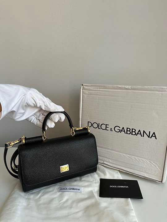 Dolce & Gabbana Black Mini Sicily Crossbody Bag