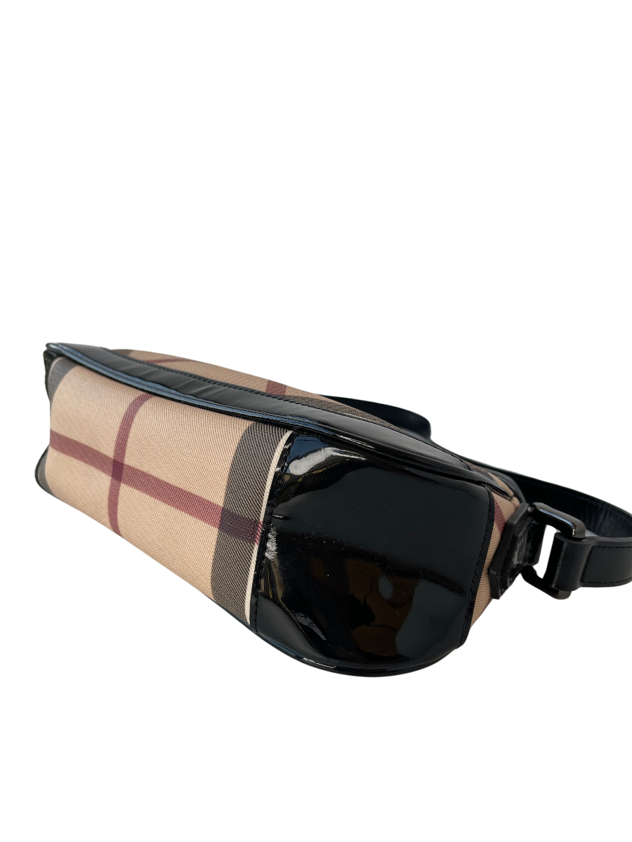 Burberry Nova Check Black Patent Leather Pochette