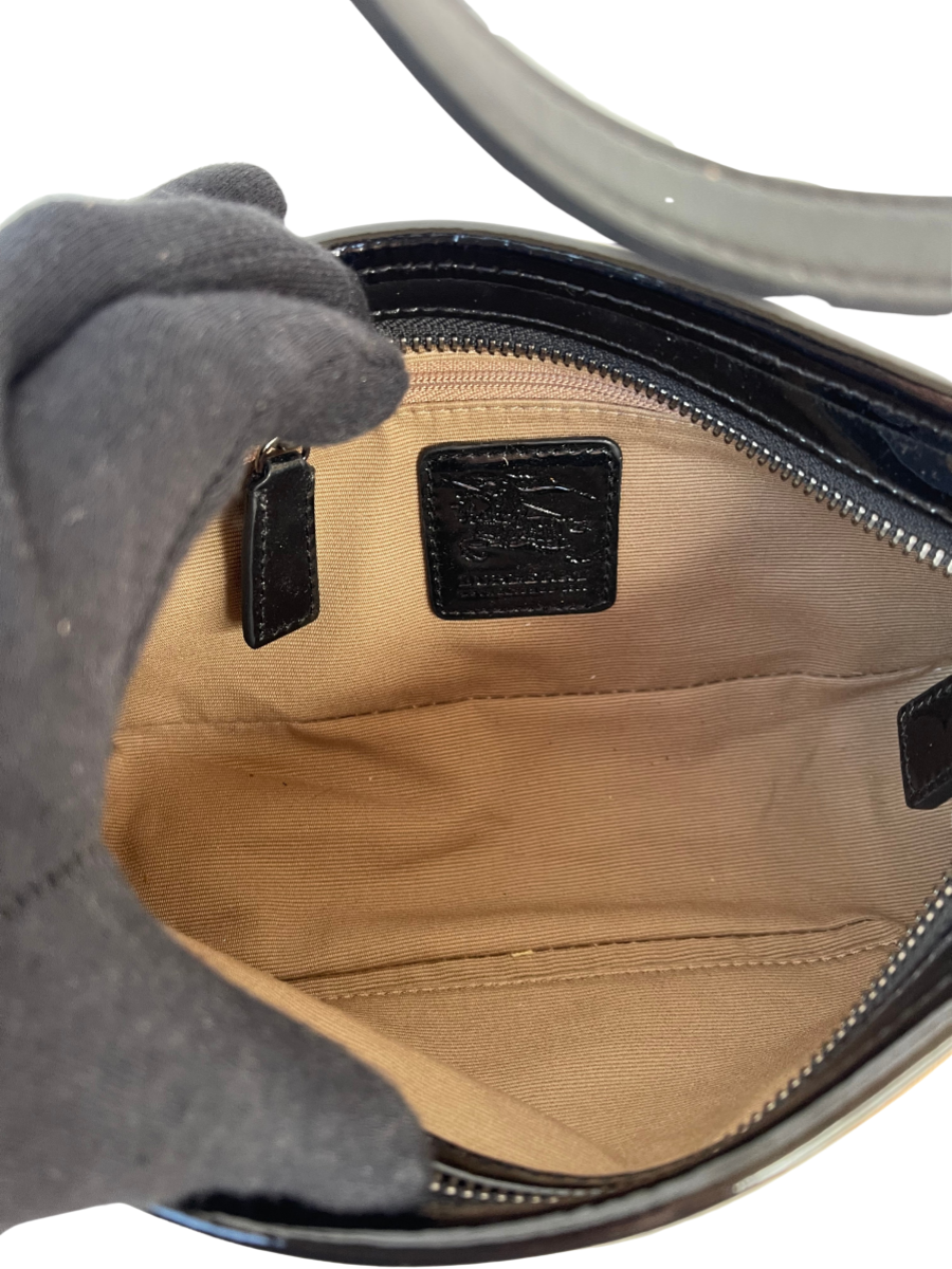 Burberry Nova Check Black Patent Leather Pochette