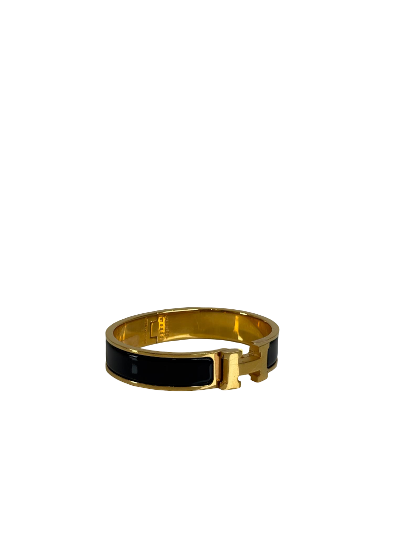 Hermès Clic H Bracelet Black Enamel GHW