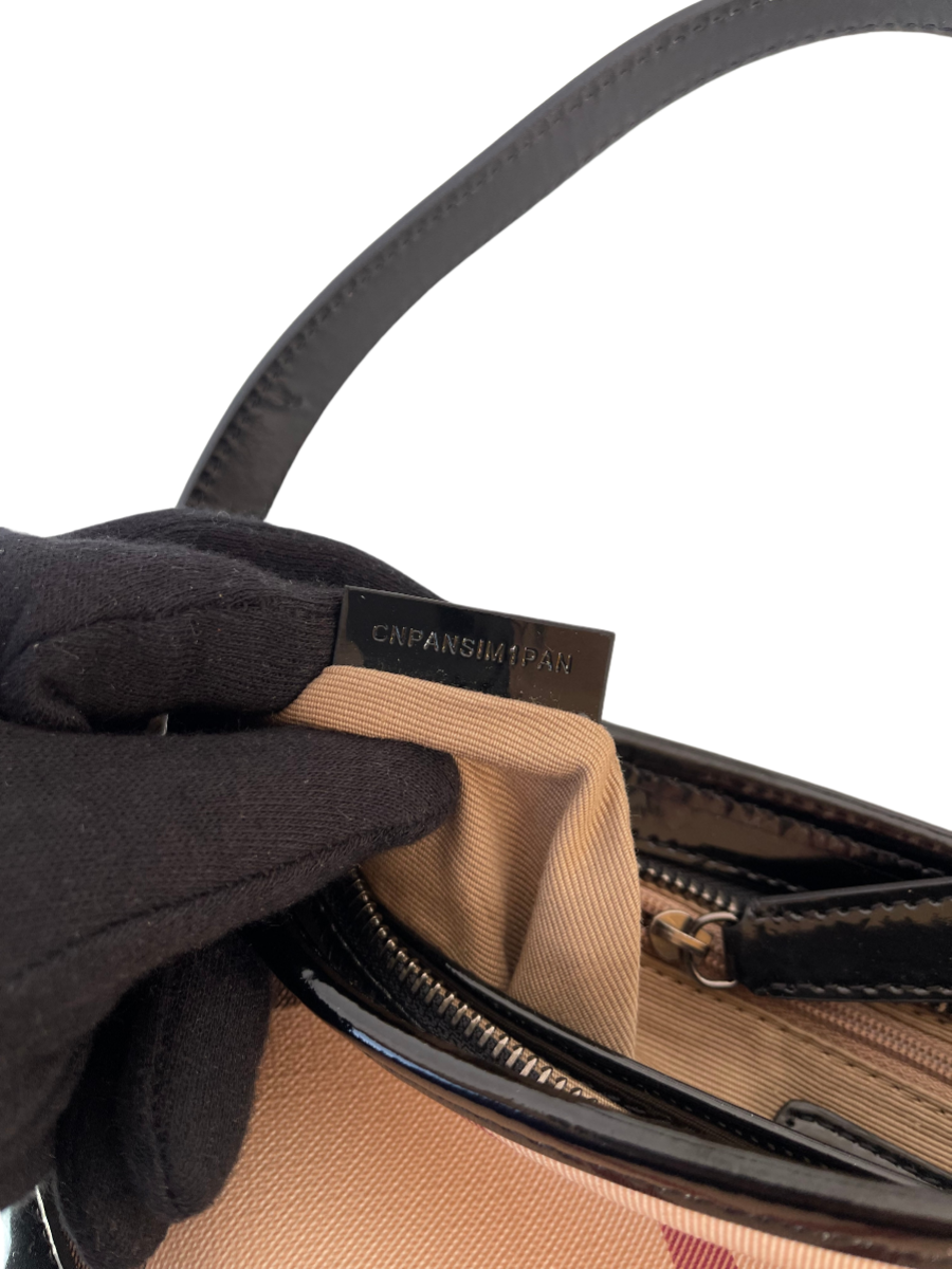 Burberry Nova Check Black Patent Leather Pochette