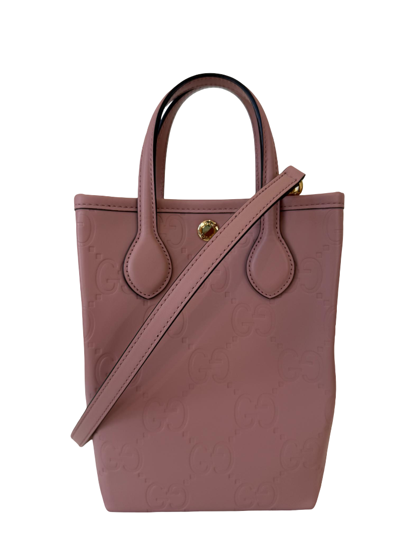 Gucci Pink Monogram Leather Retro Mini Tote Bag