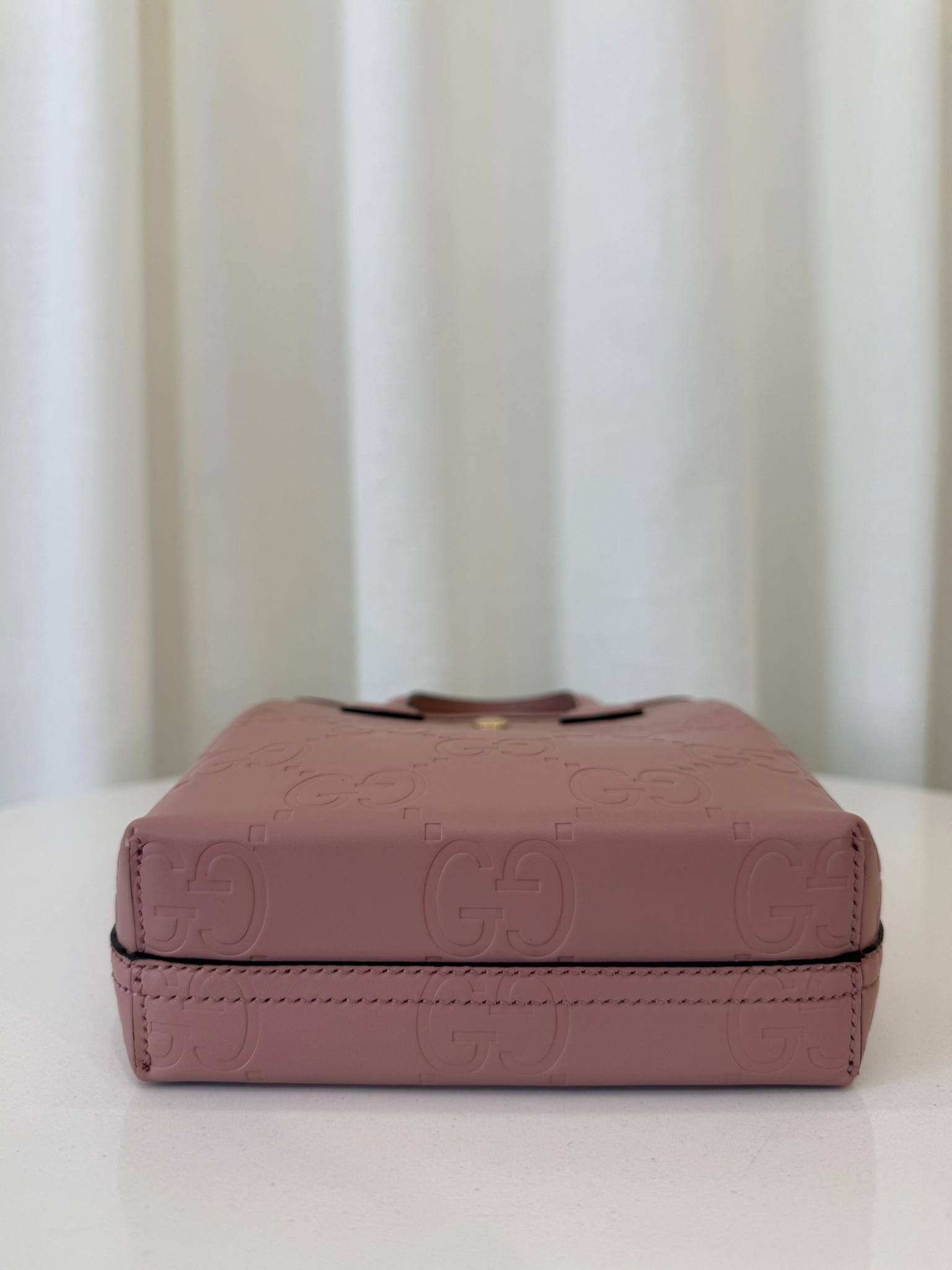 Gucci Pink Monogram Leather Retro Mini Tote Bag