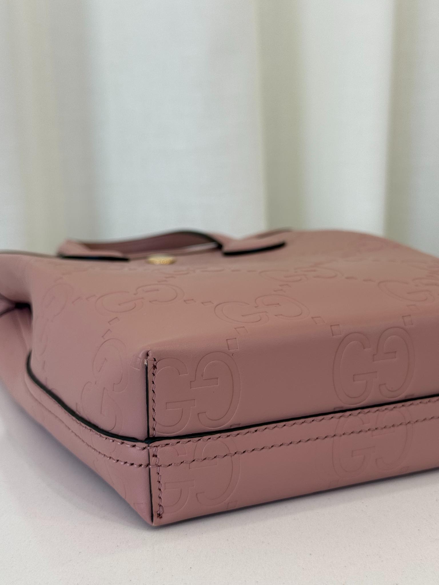 Gucci Pink Monogram Leather Retro Mini Tote Bag