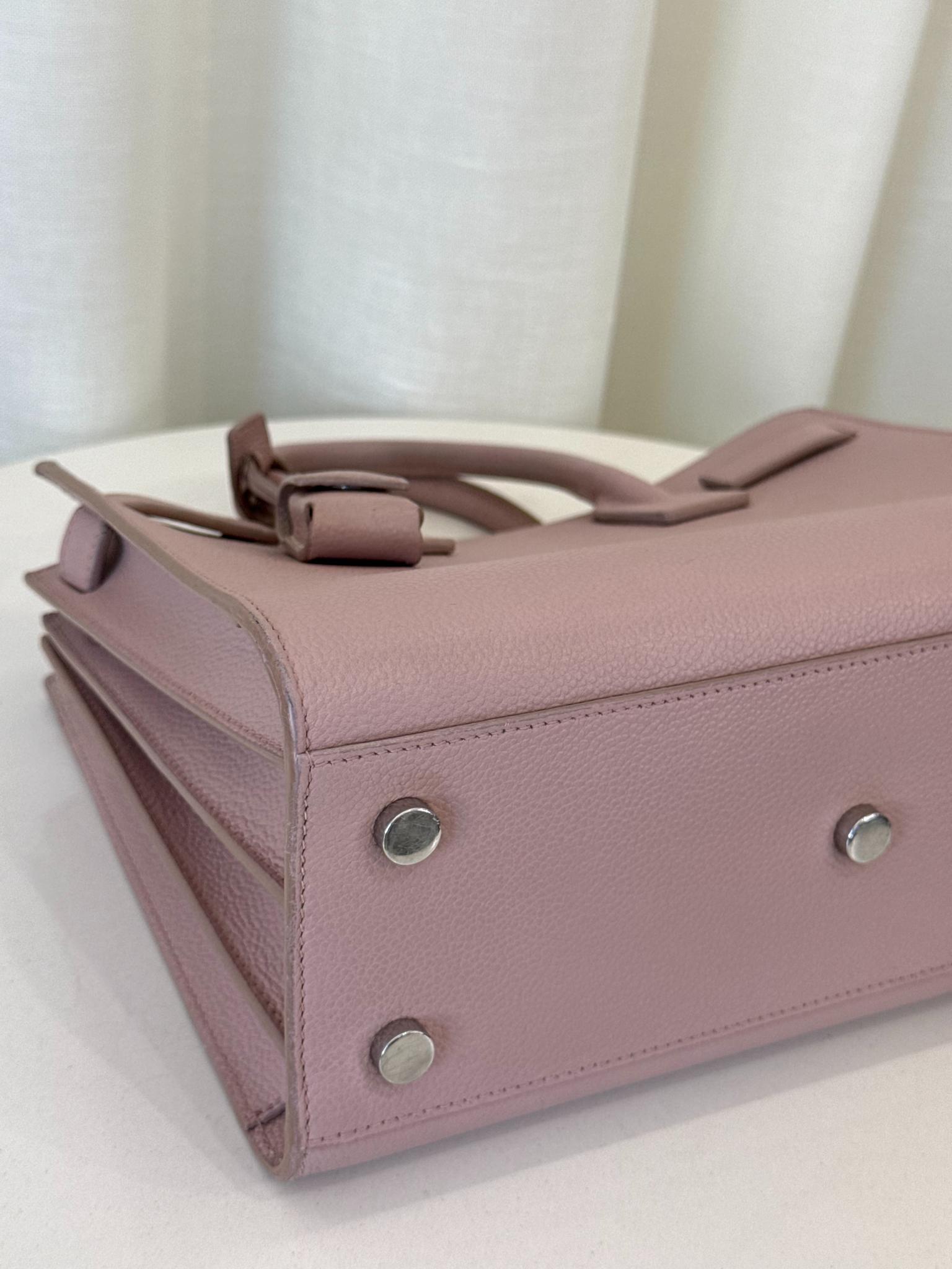 Saint Laurent Rose Pink Grained Leather Baby Sac de Jour Tote Bag