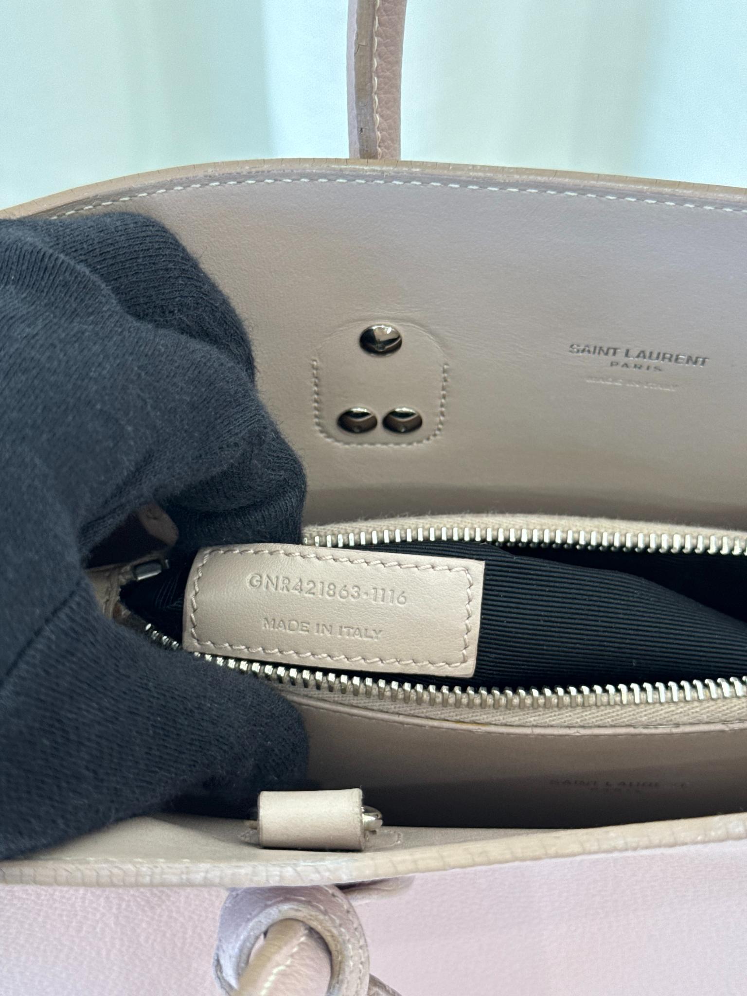 Saint Laurent Rose Pink Grained Leather Baby Sac de Jour Tote Bag
