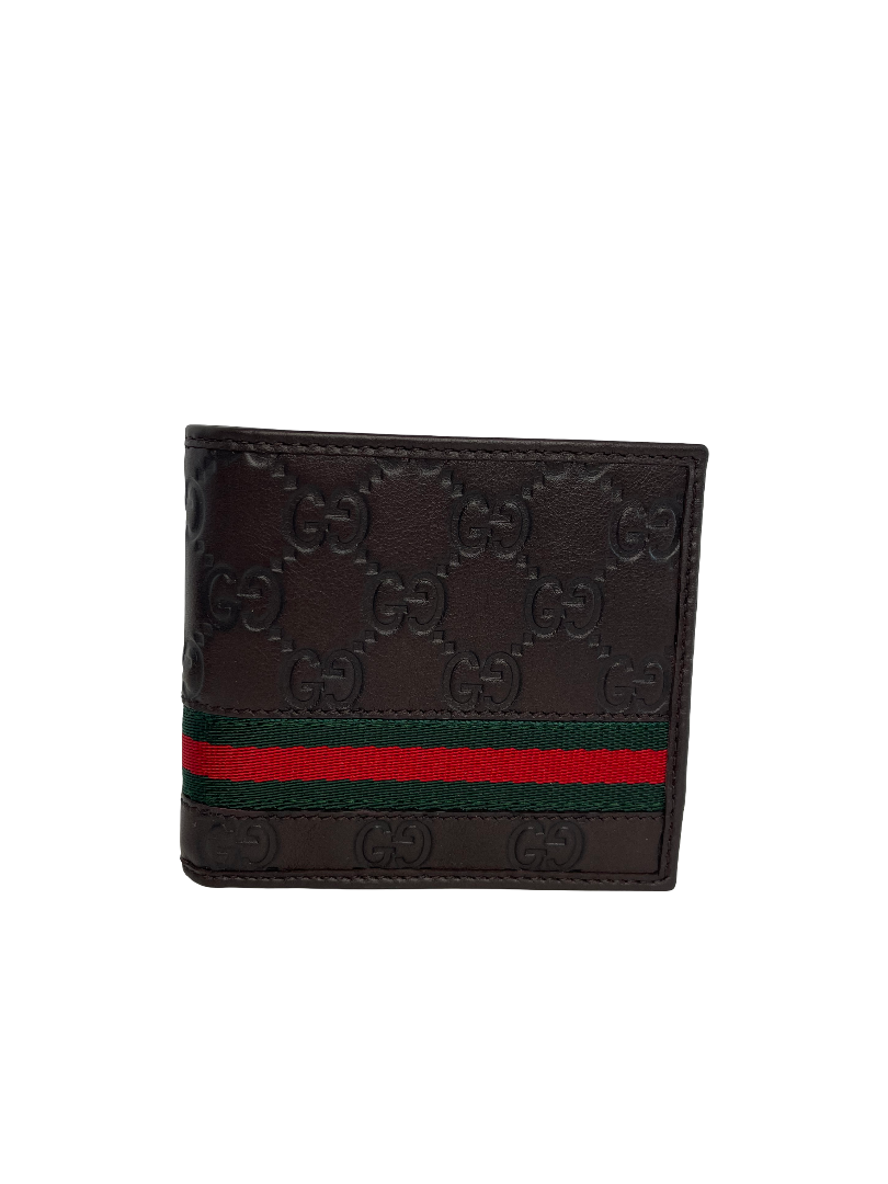 Gucci Men's Bifold Wallet Signature Web Brown