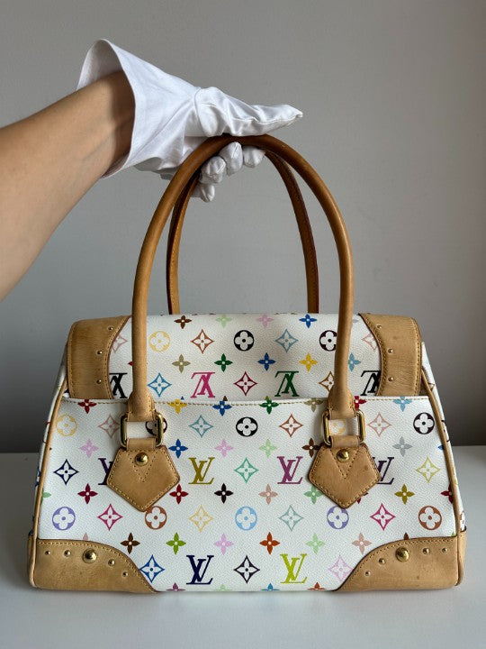 Louis Vuitton White Monogram Multicolore Canvas Beverly GM Bag