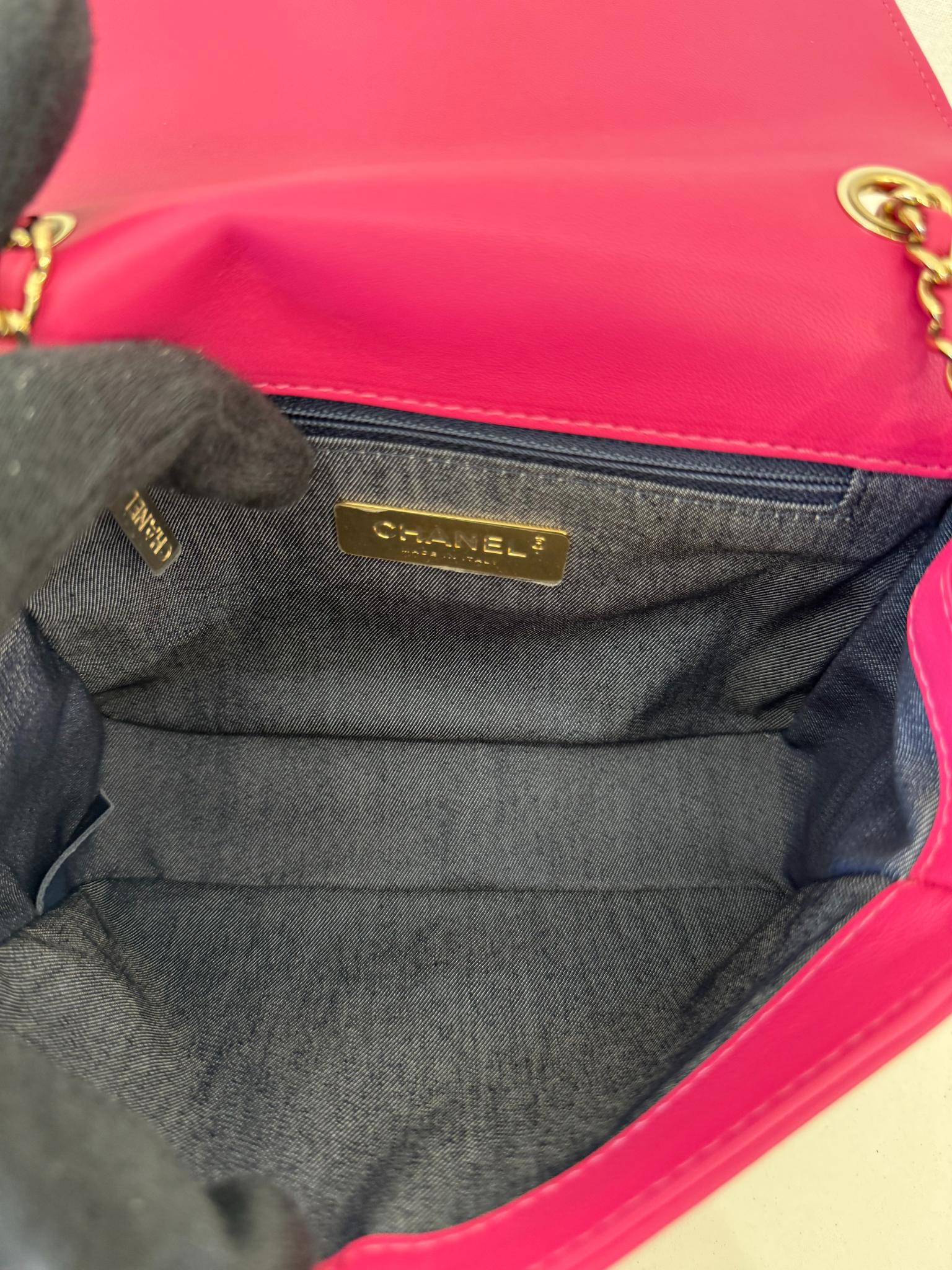 Chanel Hot Pink Lambskin CC Mania Flap Crossbody Bag