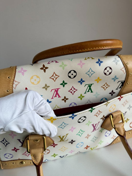 Louis Vuitton White Monogram Multicolore Canvas Beverly GM Bag