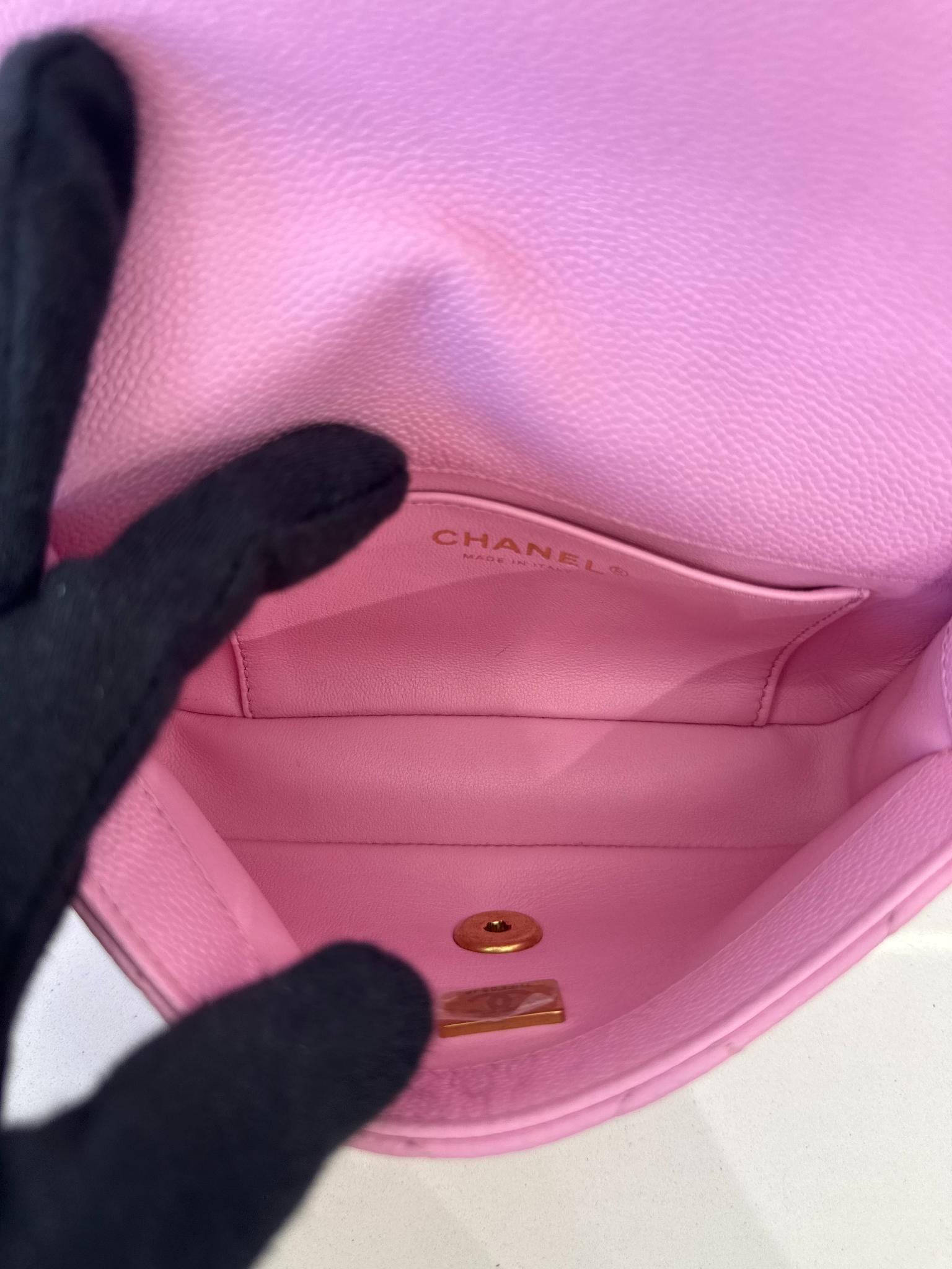 Chanel Sweetheart Mini Square Flap Pink Caviar
