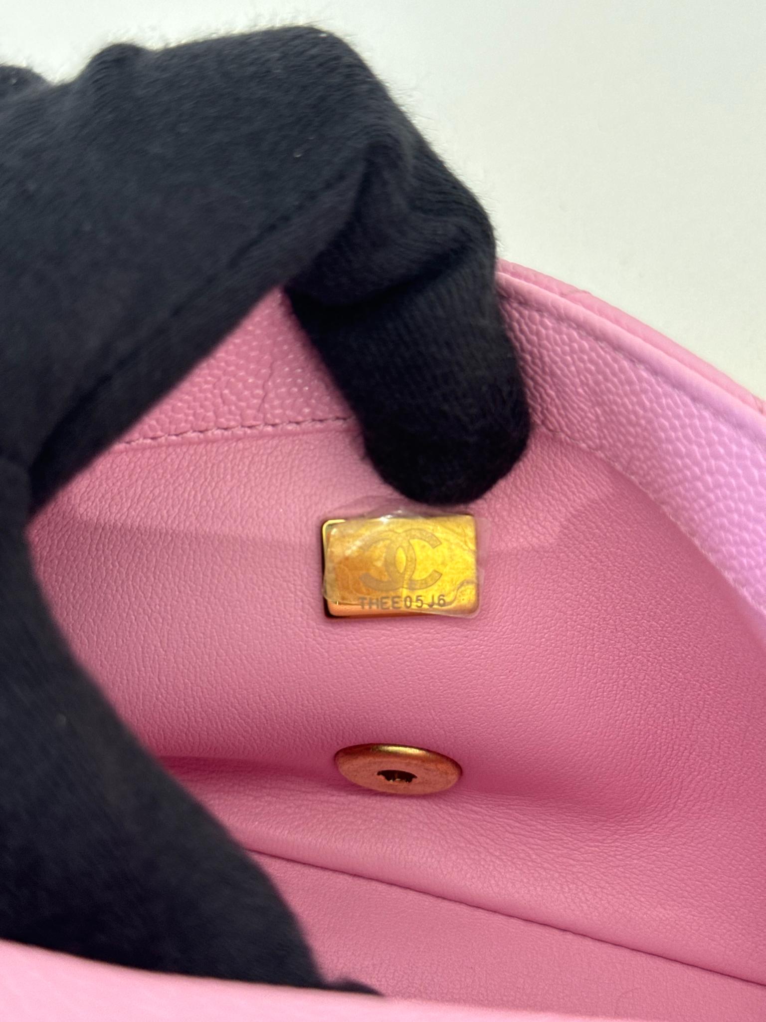 Chanel Sweetheart Mini Square Flap Pink Caviar