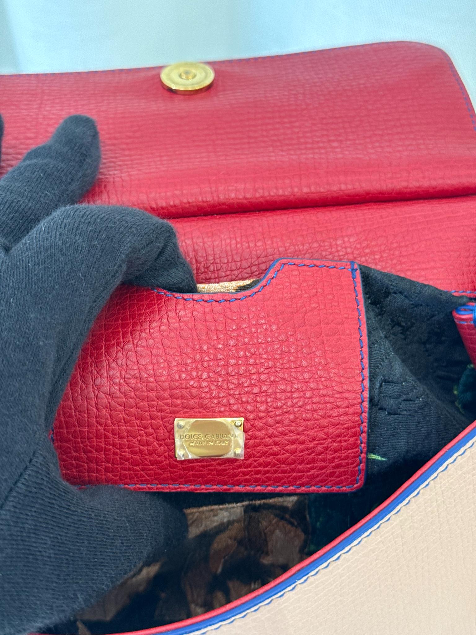 Dolce Gabbana Tri Color Dauphine Leather Small Miss Sicily Top Handle Bag