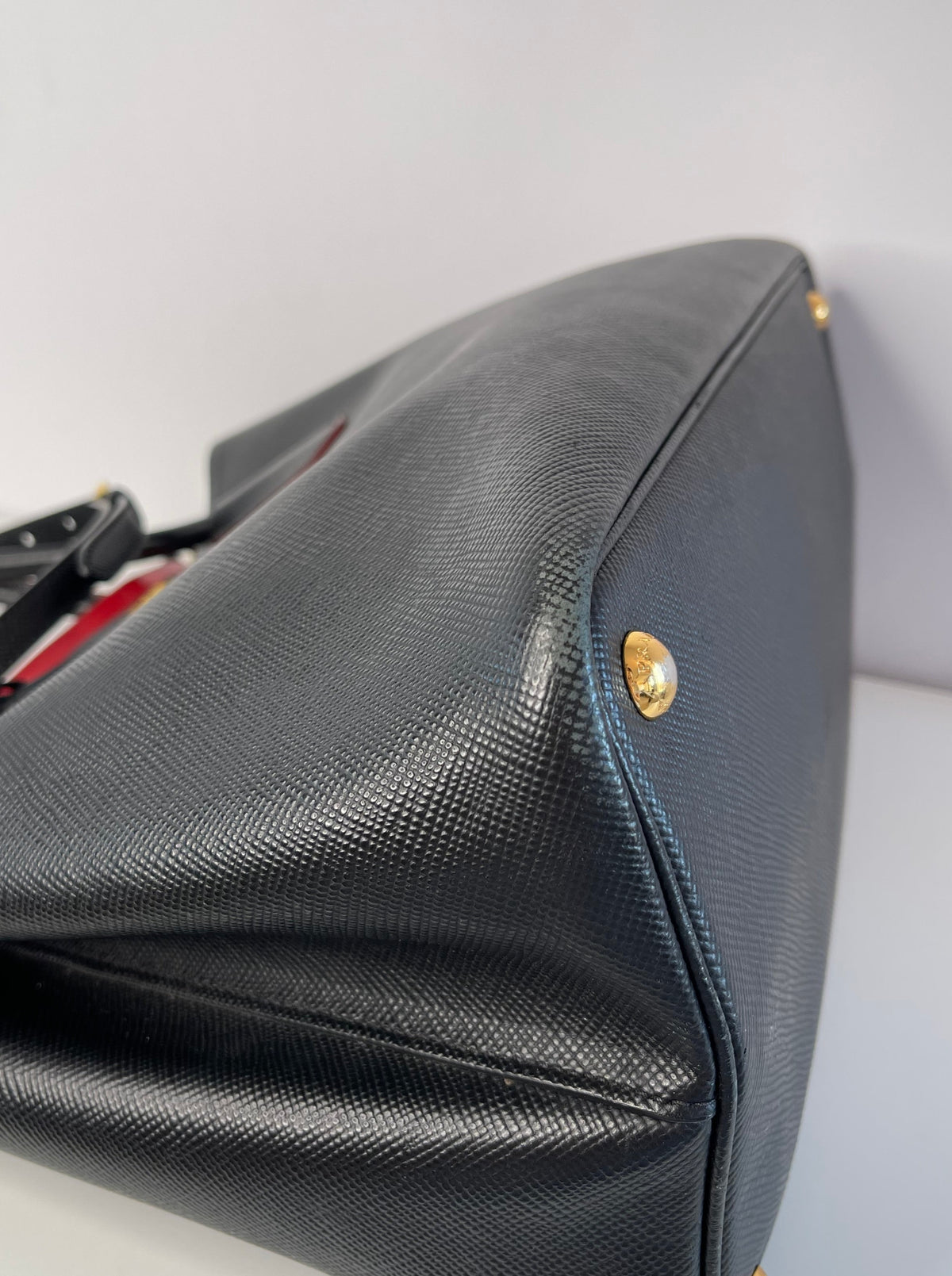 Prada Black Saffiano Leather Cuir Medium Double Bag