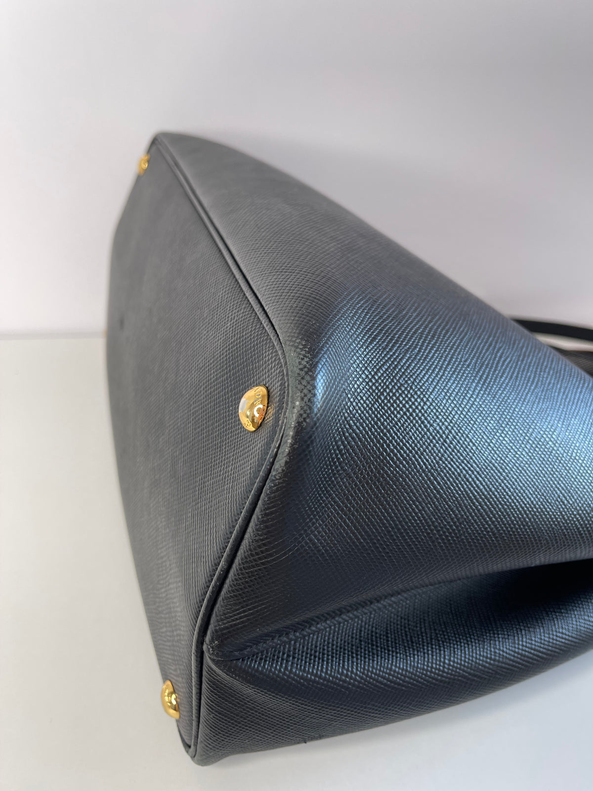 Prada Black Saffiano Leather Cuir Medium Double Bag