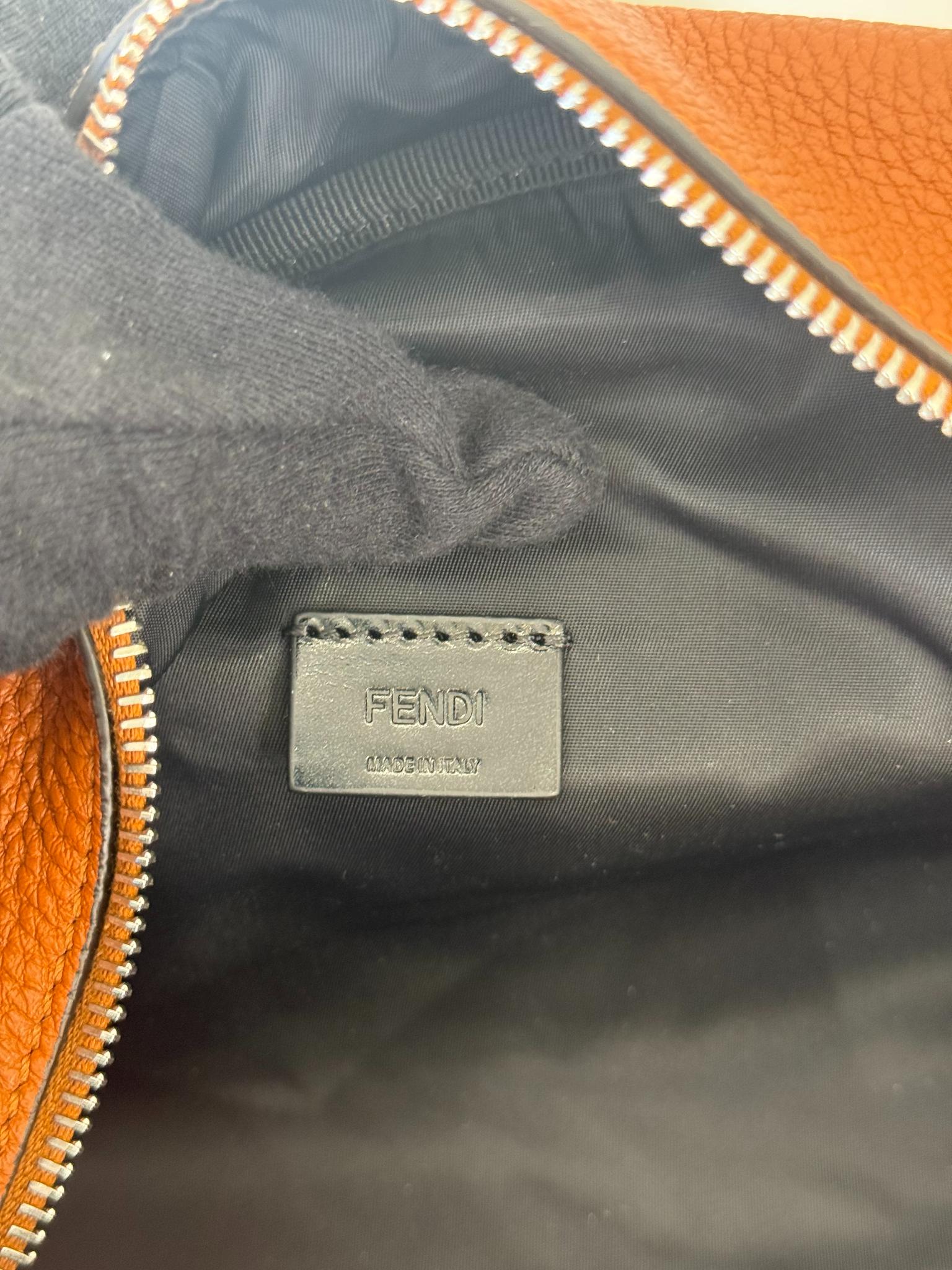 Fendi Cuoio Romano Calf Brown Leather Travel Pouch