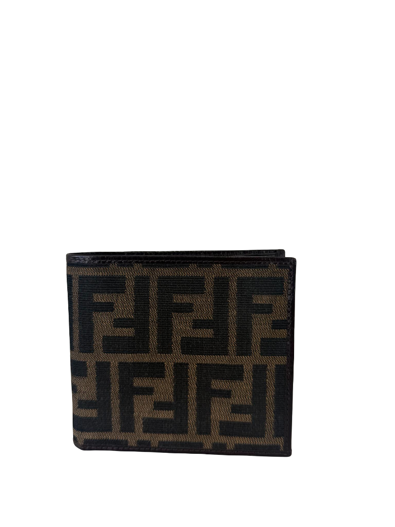 Fendi FF Brown Jacquard Leather Bifold Wallet