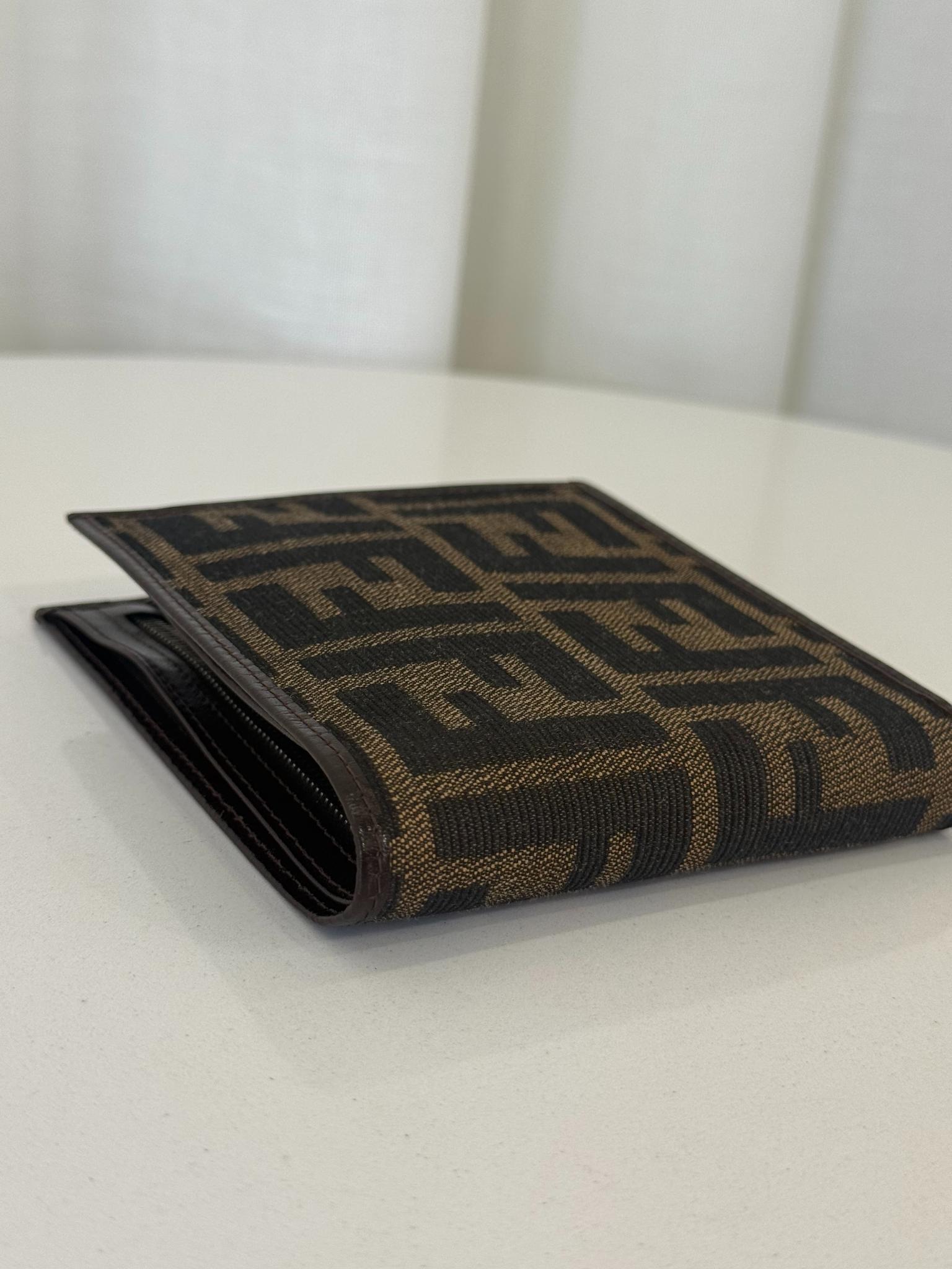 Fendi FF Brown Jacquard Leather Bifold Wallet