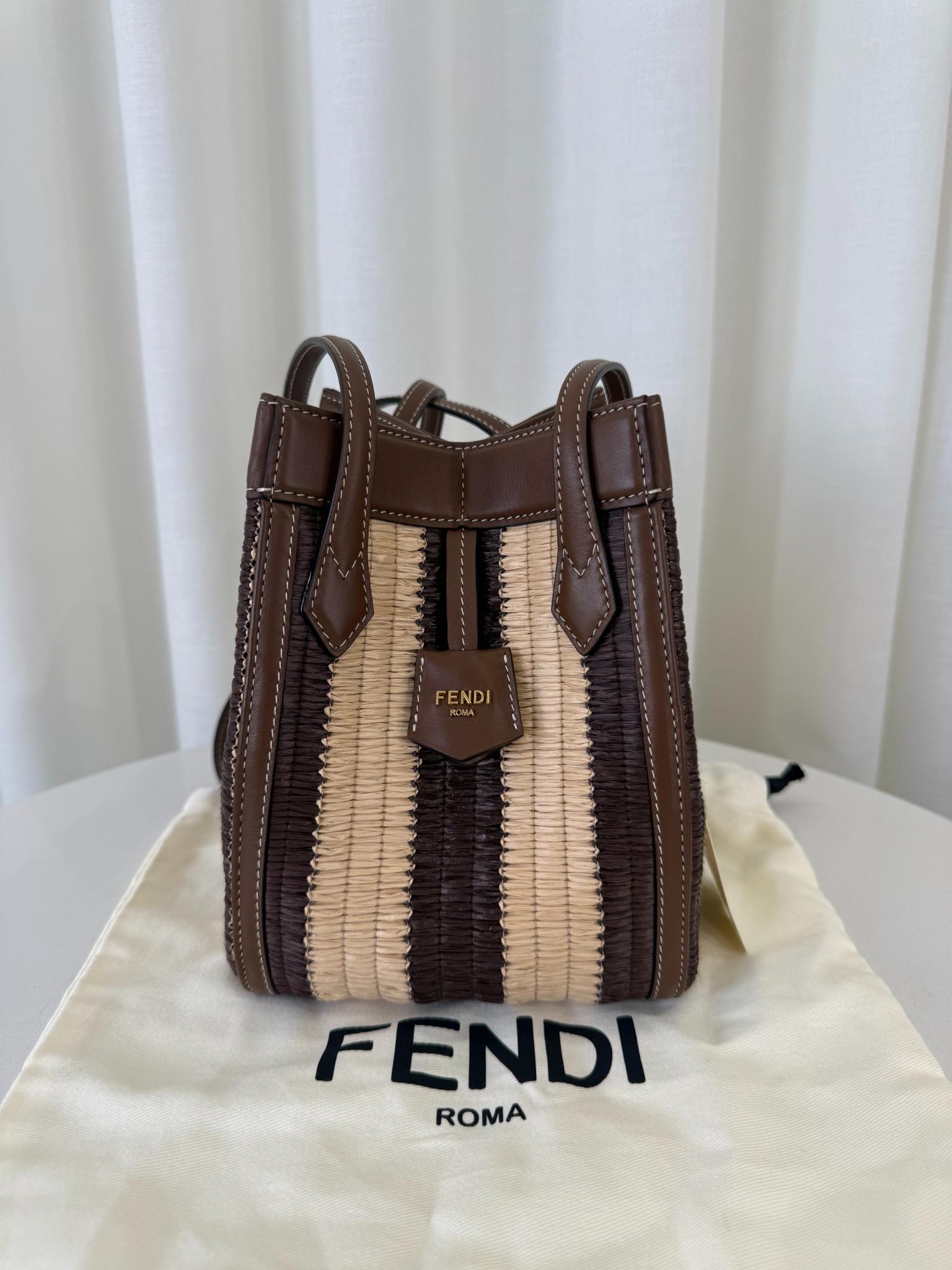 Fendi Origami Mini Raffia Shoulder Bag