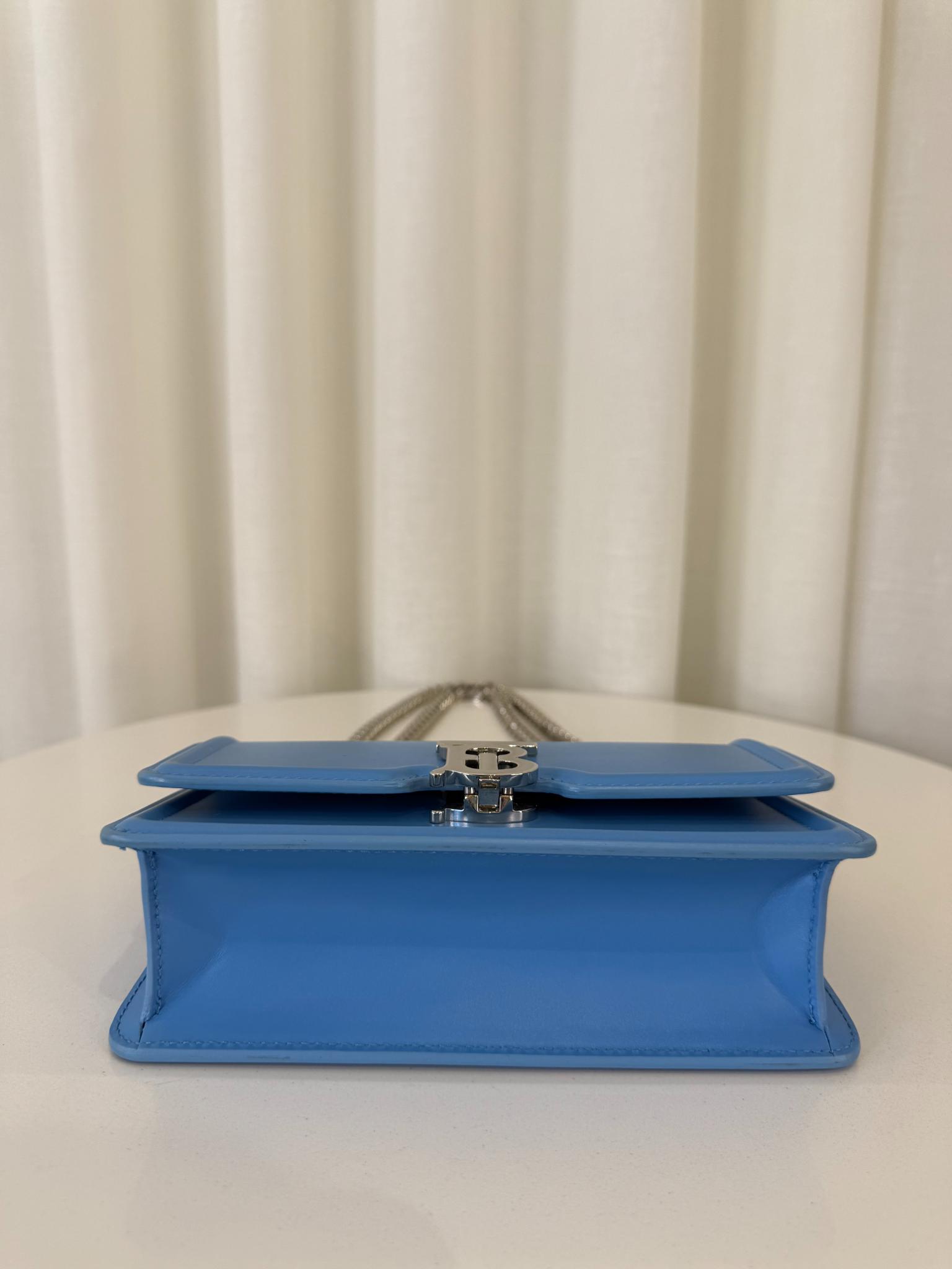 Burberry TB Bright Sky Blue Mini Chain Shoulder Bag