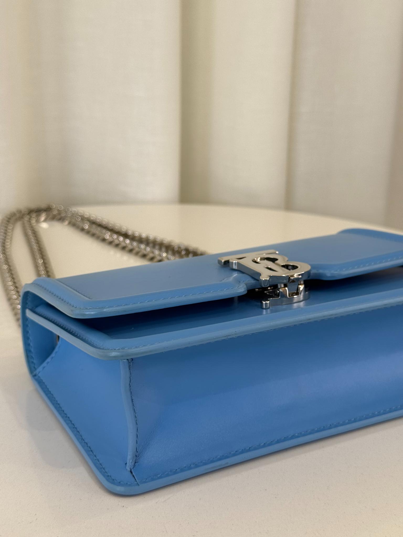 Burberry TB Bright Sky Blue Mini Chain Shoulder Bag