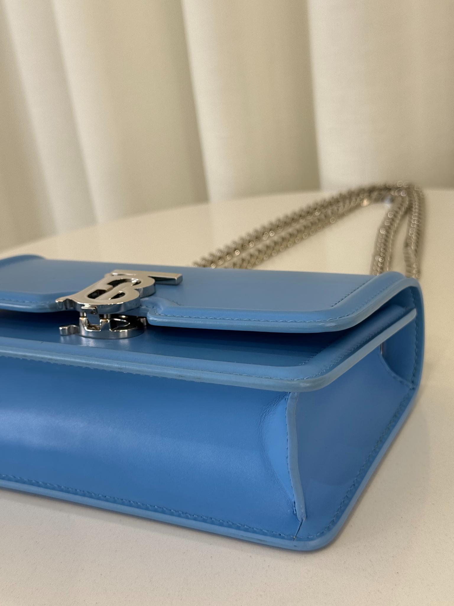 Burberry TB Bright Sky Blue Mini Chain Shoulder Bag