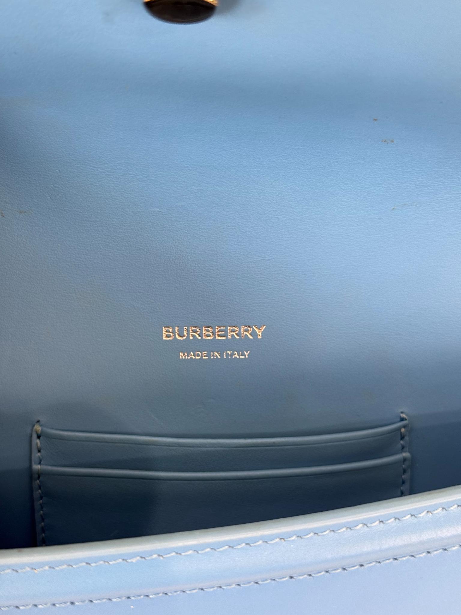 Burberry TB Bright Sky Blue Mini Chain Shoulder Bag