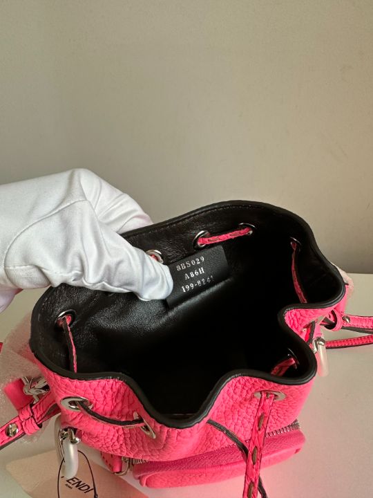 Fendi Mini Mon Tresor Leather Bucket Bag Pink