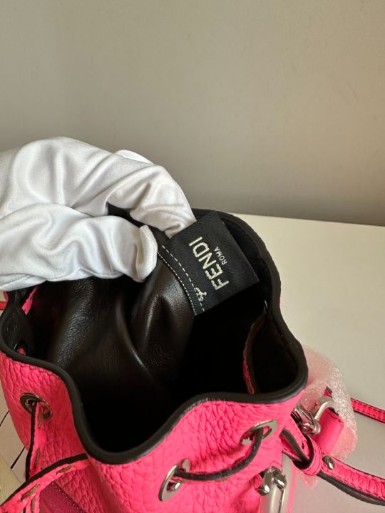 Fendi Mini Mon Tresor Leather Bucket Bag Pink