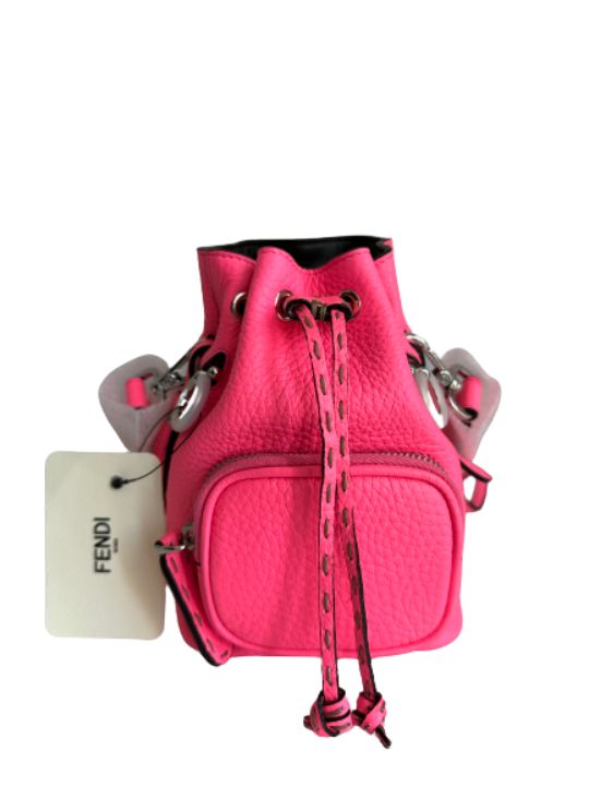Fendi Mini Mon Tresor Leather Bucket Bag Pink