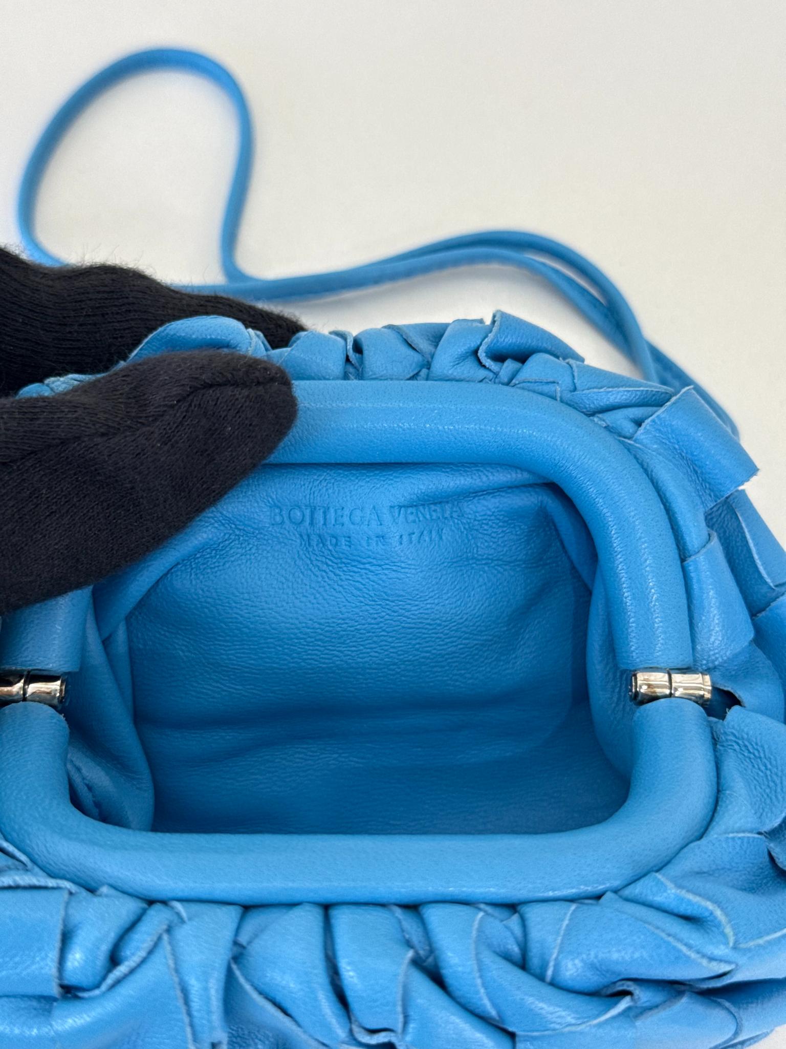 Bottega Veneta Sky Blue Intrecciato Nappa Leather Micro Wristlet Pouch