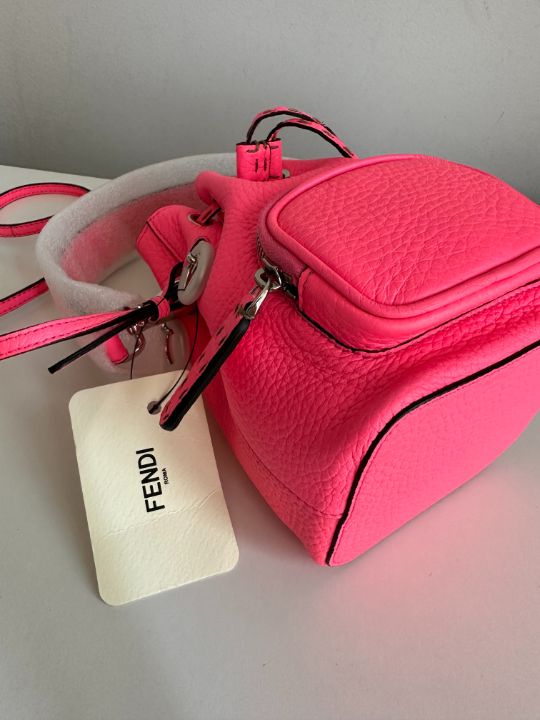 Fendi Mini Mon Tresor Leather Bucket Bag Pink