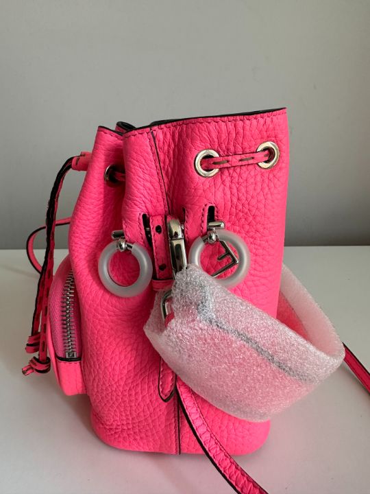 Fendi Mini Mon Tresor Leather Bucket Bag Pink