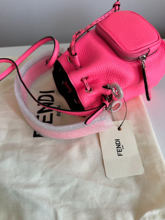Fendi Mini Mon Tresor Leather Bucket Bag Pink