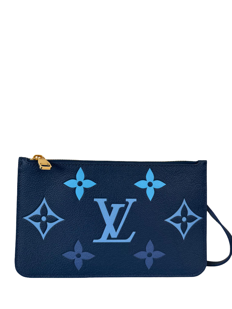 Louis Vuitton Neverfull Pochette Monogram Empreinte Giant Degrade Bleu