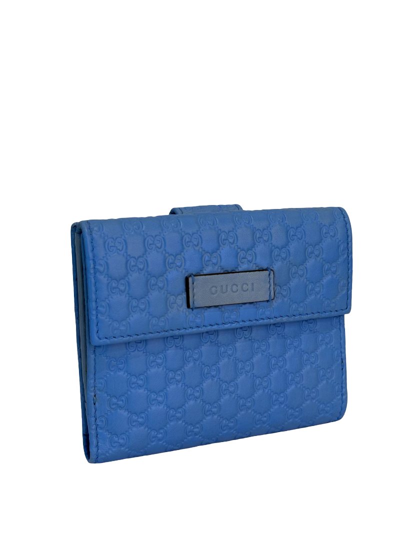 Gucci Soft Microguccissima Powder Blue Compact Wallet