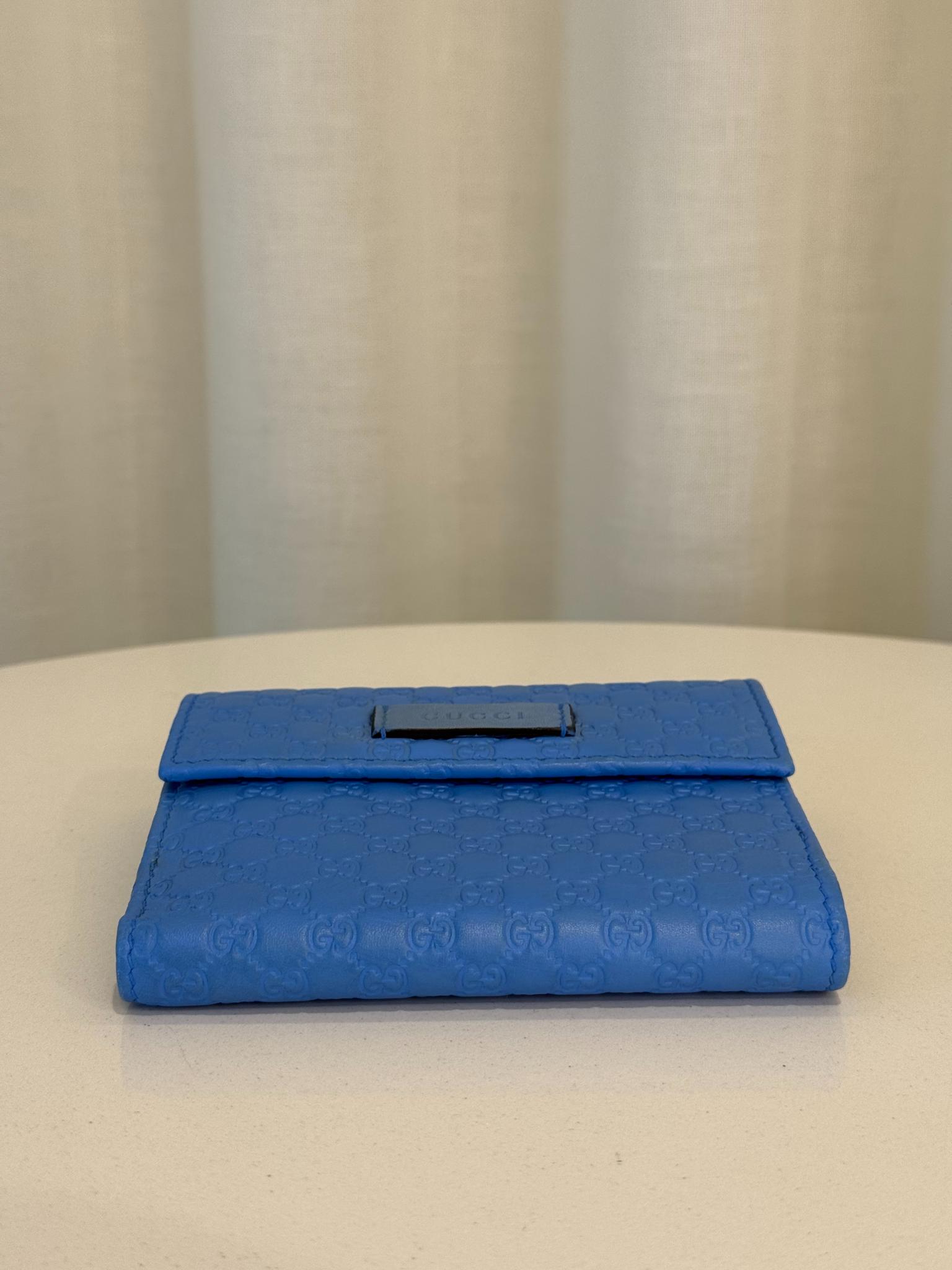 Gucci Soft Microguccissima Powder Blue Compact Wallet