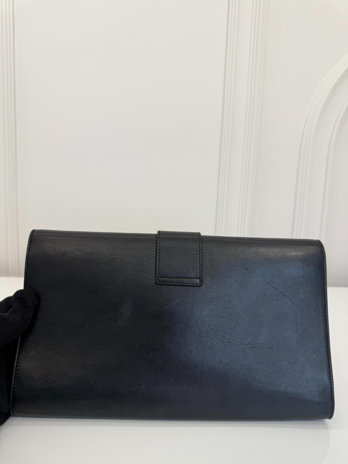 Saint Laurent Black Leather Chyc Clutch