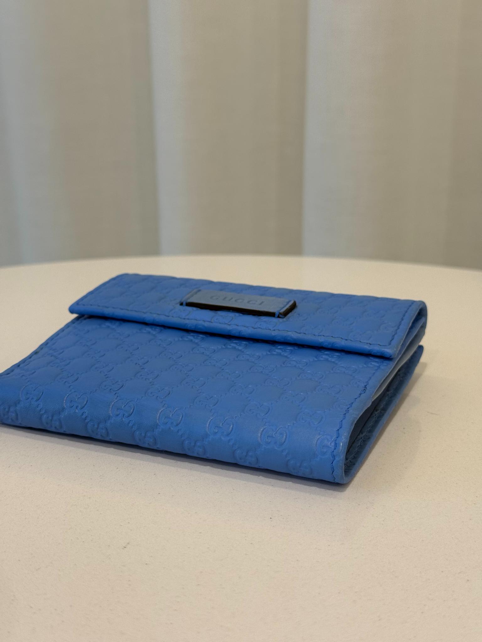 Gucci Soft Microguccissima Powder Blue Compact Wallet