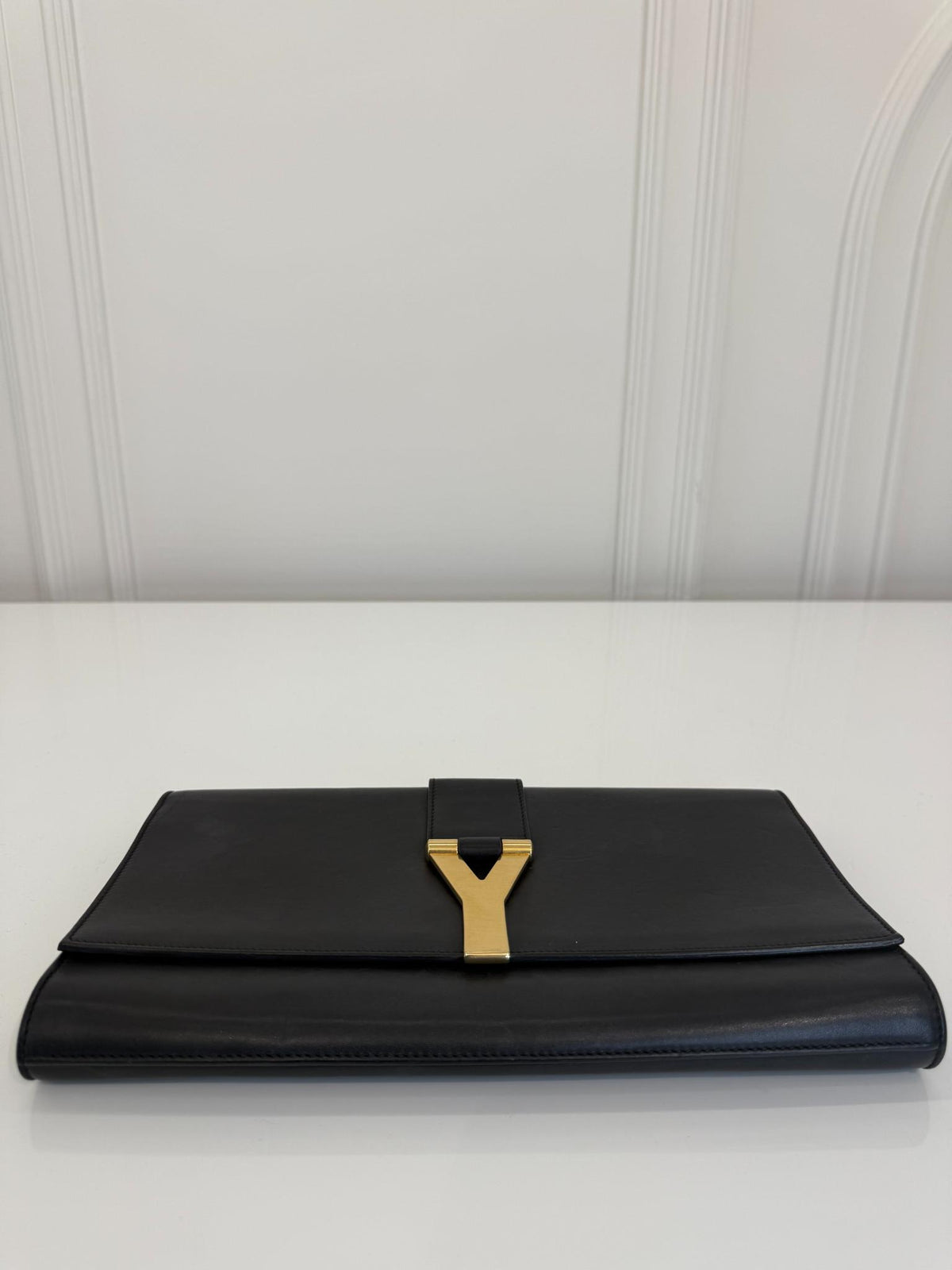 Saint Laurent Black Leather Chyc Clutch