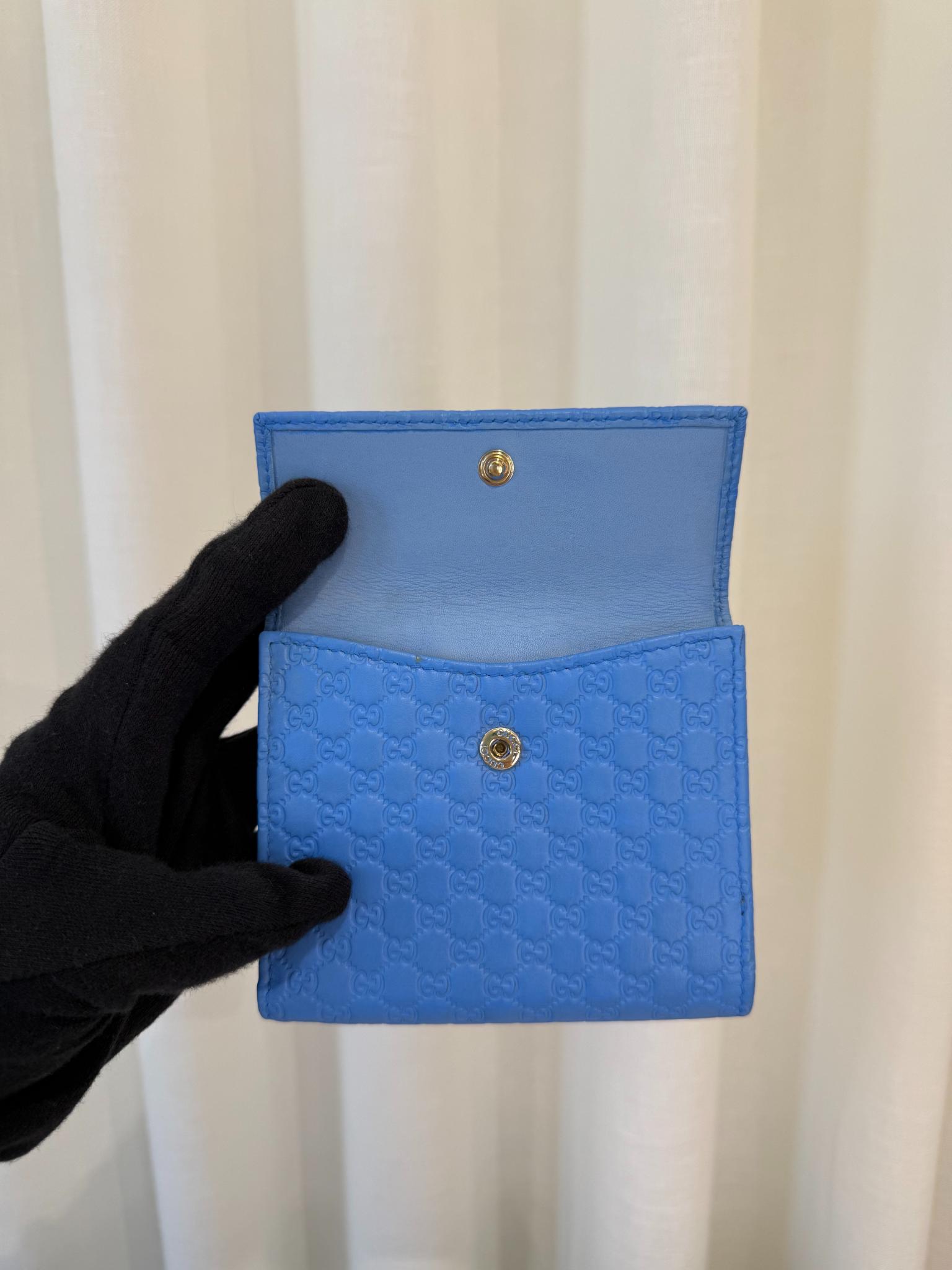 Gucci Soft Microguccissima Powder Blue Compact Wallet