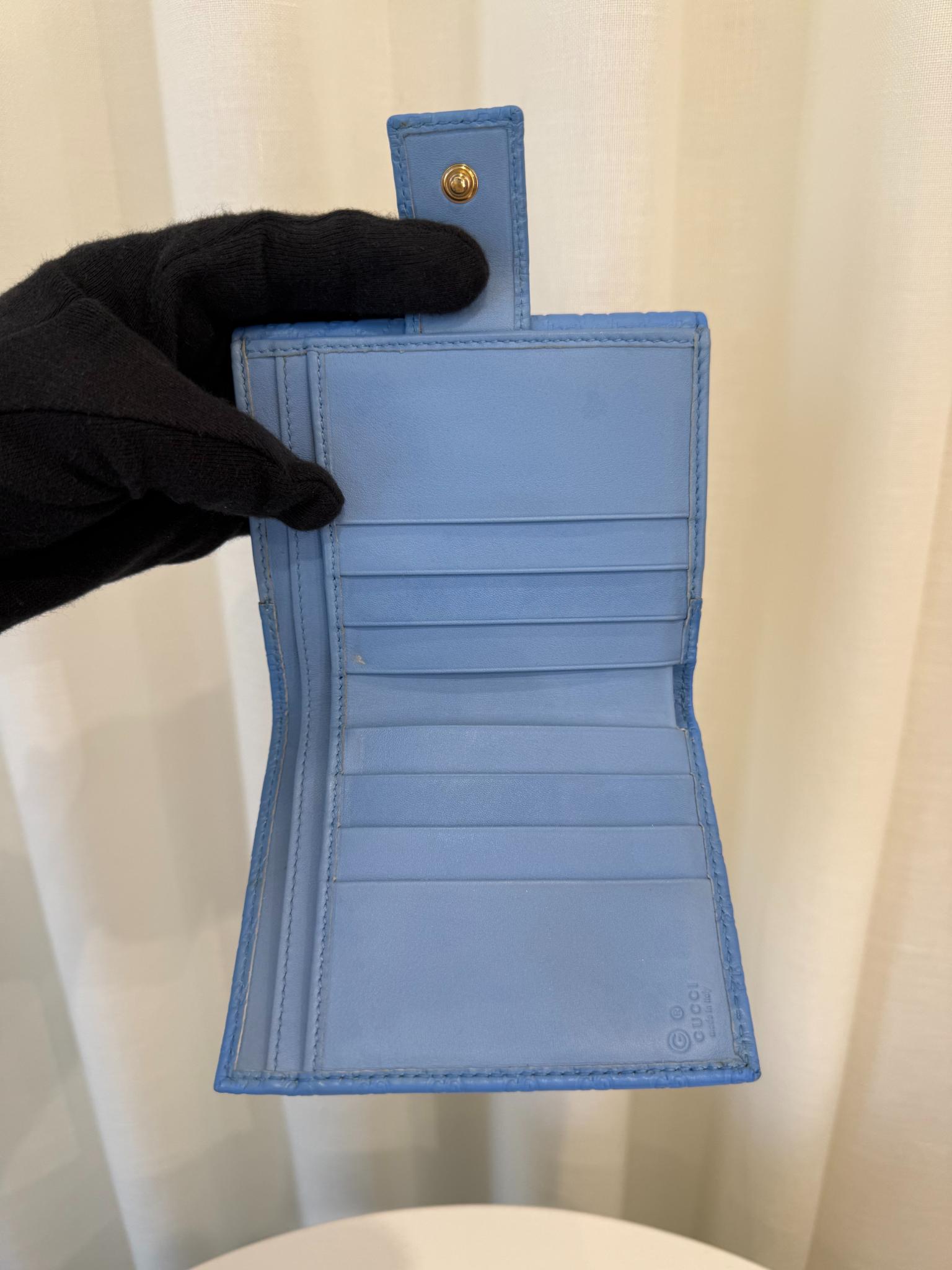 Gucci Soft Microguccissima Powder Blue Compact Wallet