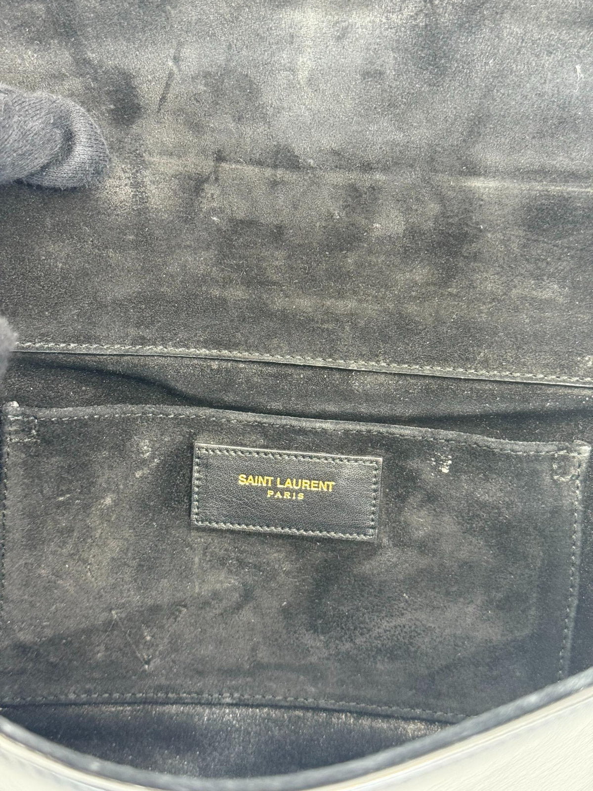Saint Laurent Black Leather Chyc Clutch